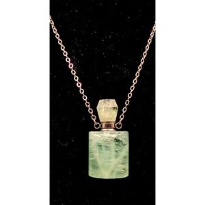 Essential Ritual Green Fluorite Crystal Perfume Bottle Necklace Gemstone Pendant